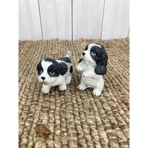 Set of 2 Vintage Homco Porcelain Spaniel Puppy Figures 1427